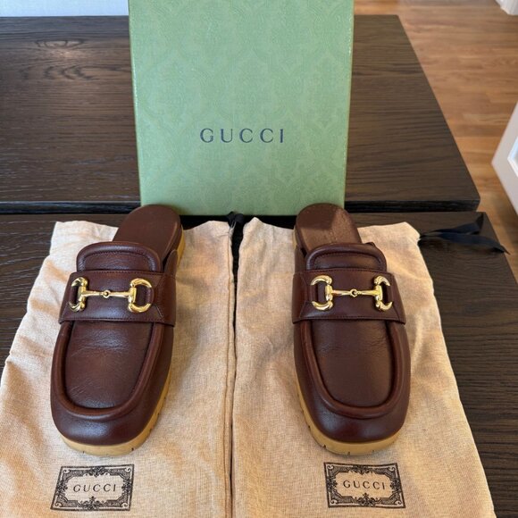 Gucci Horsebit Leather Mules – Women’s 8.5 (Burgundy Brown) - Picture 2 of 10